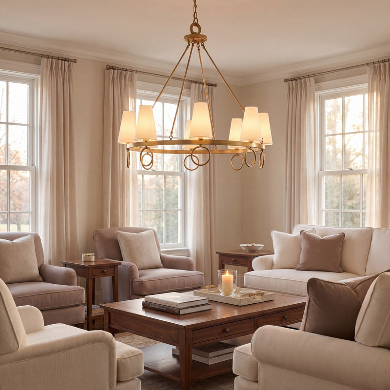 Savoy House Wilkes 8 Lt Chandelier, White, Warm Brass