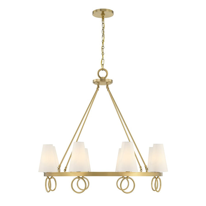 Savoy House Wilkes 8 Lt Chandelier, White, Warm Brass