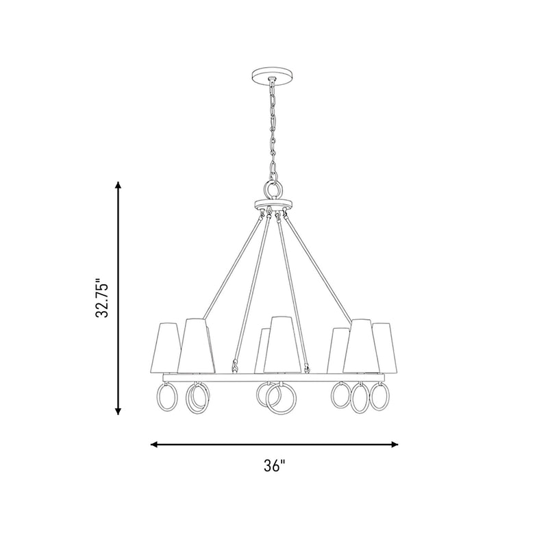 Savoy House Wilkes 8 Lt Chandelier, White, Warm Brass