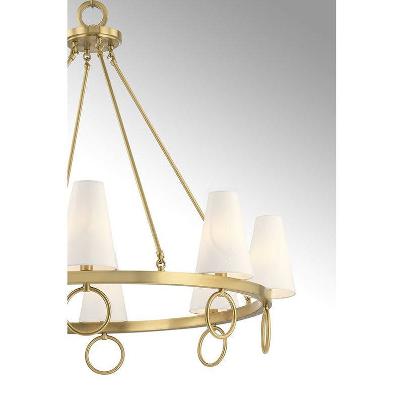 Savoy House Wilkes 8 Lt Chandelier, White, Warm Brass