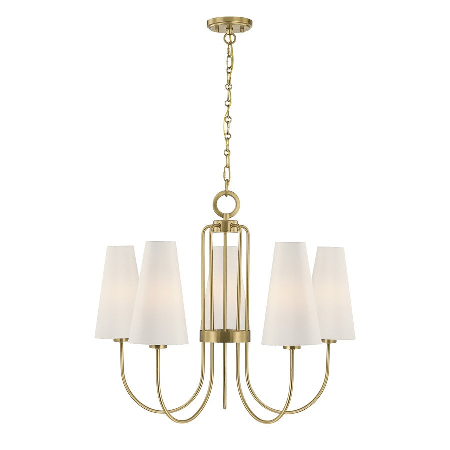 Savoy House Wilkes 5 Lt Chandelier, White, Warm Brass - 1-4703-5-322