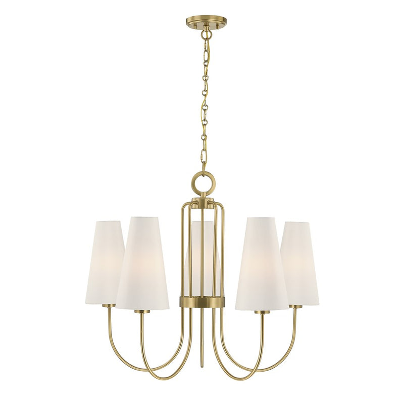 Savoy House Wilkes 5 Lt Chandelier, White, Warm Brass
