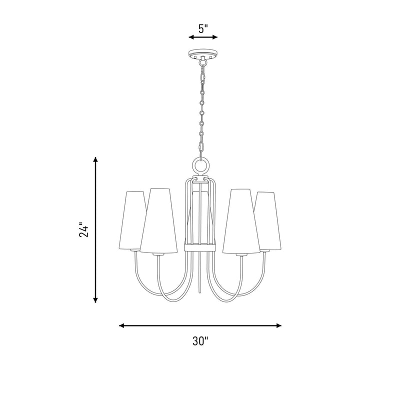 Savoy House Wilkes 5 Lt Chandelier, White, Warm Brass