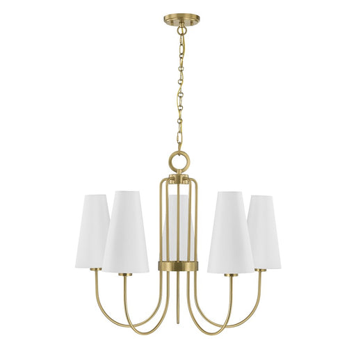 Savoy House Wilkes 5 Lt Chandelier, White, Warm Brass