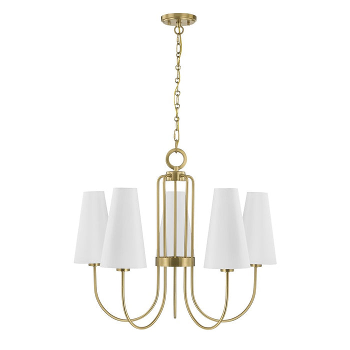 Savoy House Wilkes 5 Lt Chandelier, White, Warm Brass