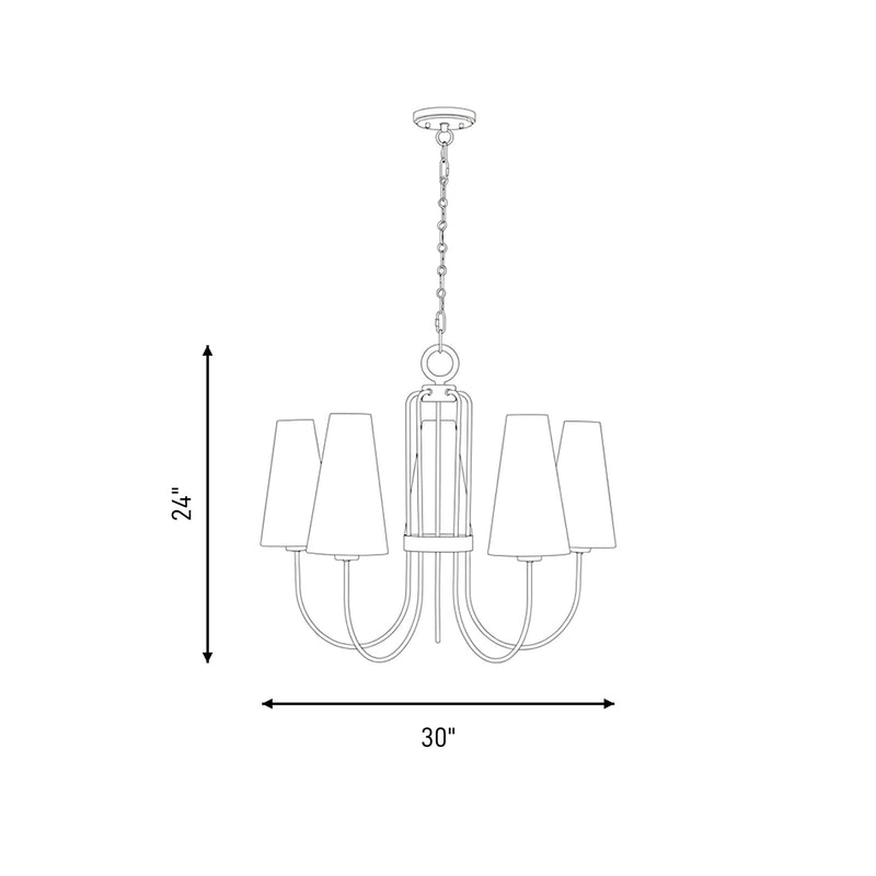 Savoy House Wilkes 5 Lt Chandelier, White, Warm Brass
