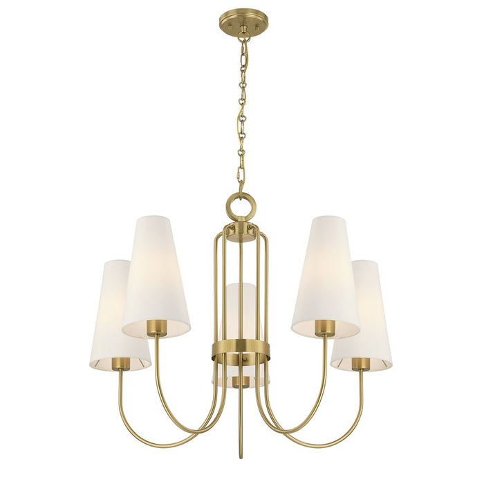 Savoy House Wilkes 5 Lt Chandelier, White, Warm Brass