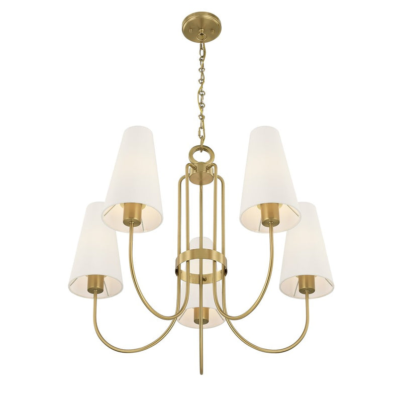 Savoy House Wilkes 5 Lt Chandelier, White, Warm Brass