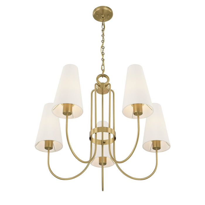 Savoy House Wilkes 5 Lt Chandelier, White, Warm Brass