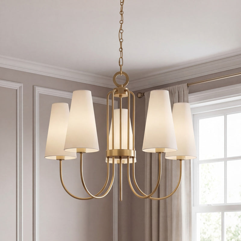 Savoy House Wilkes 5 Lt Chandelier, White, Warm Brass