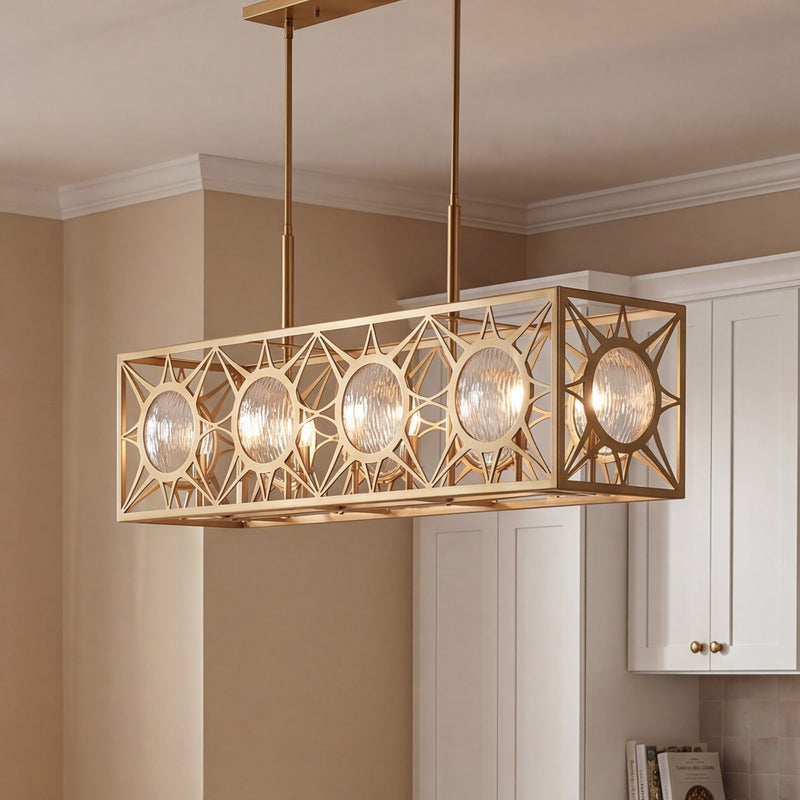 Savoy House Balfour 8 Light Linear Chandelier, Warm Brass
