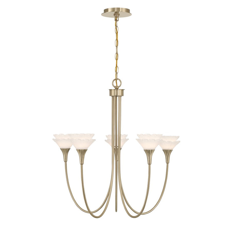 Savoy House Florena 5 Lt Chandelier, White, Noble Brass