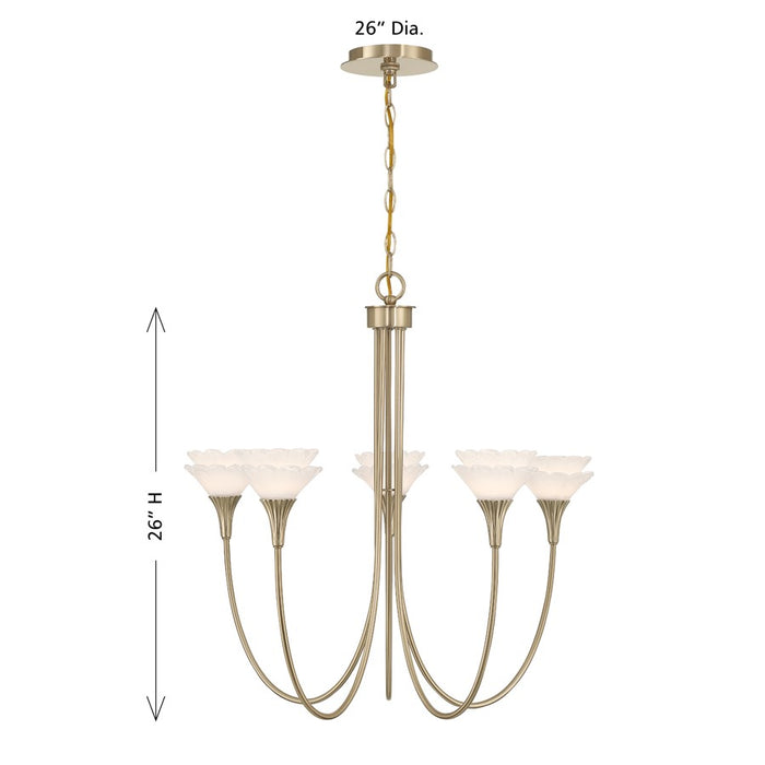 Savoy House Florena 5 Lt Chandelier, White, Noble Brass