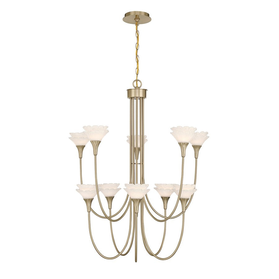 Savoy House Florena 10 Lt Chandelier, White, Noble Brass - 1-5083-10-127