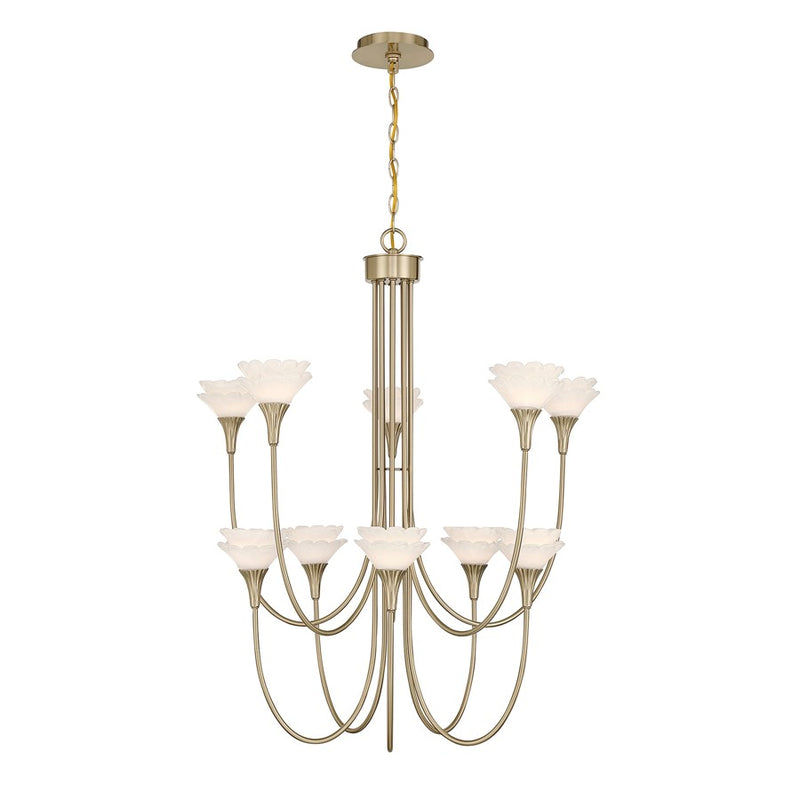 Savoy House Florena 10 Lt Chandelier, White, Noble Brass