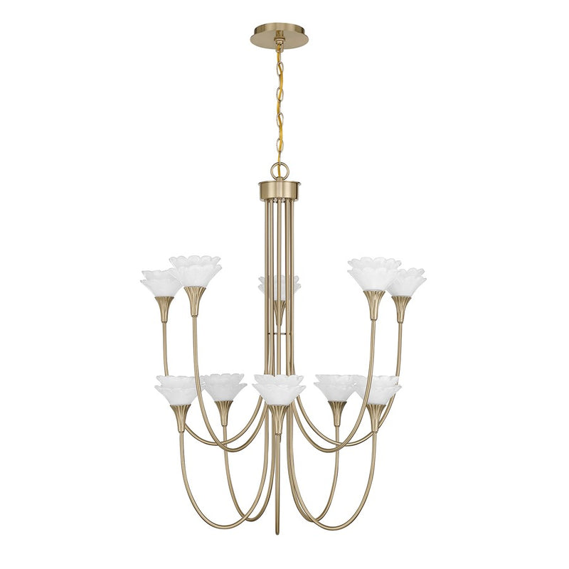 Savoy House Florena 10 Lt Chandelier, White, Noble Brass