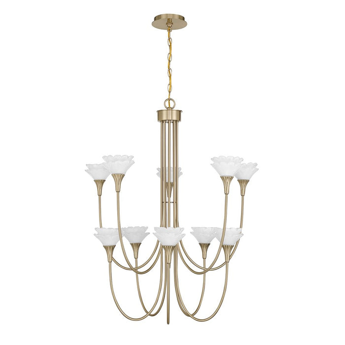 Savoy House Florena 10 Lt Chandelier, White, Noble Brass