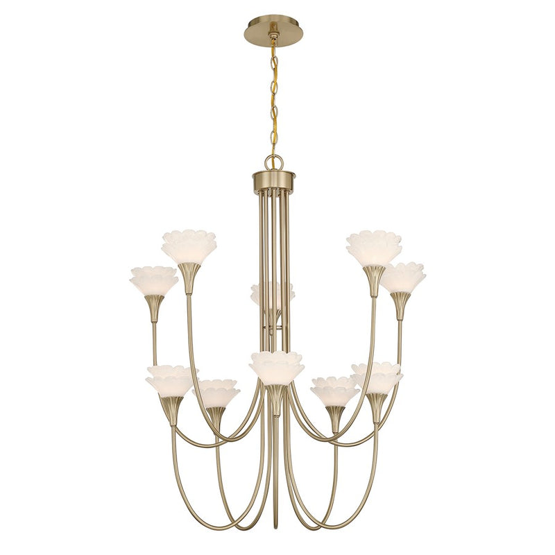 Savoy House Florena 10 Lt Chandelier, White, Noble Brass
