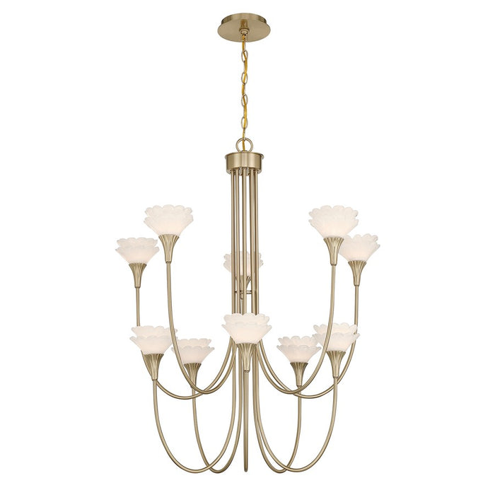 Savoy House Florena 10 Lt Chandelier, White, Noble Brass