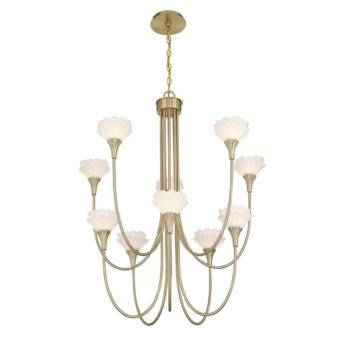 Savoy House Florena 10 Lt Chandelier, White, Noble Brass