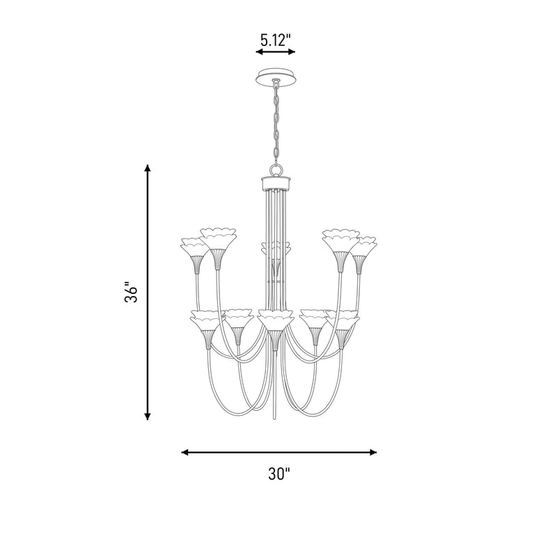 Savoy House Florena 10 Lt Chandelier, White, Noble Brass
