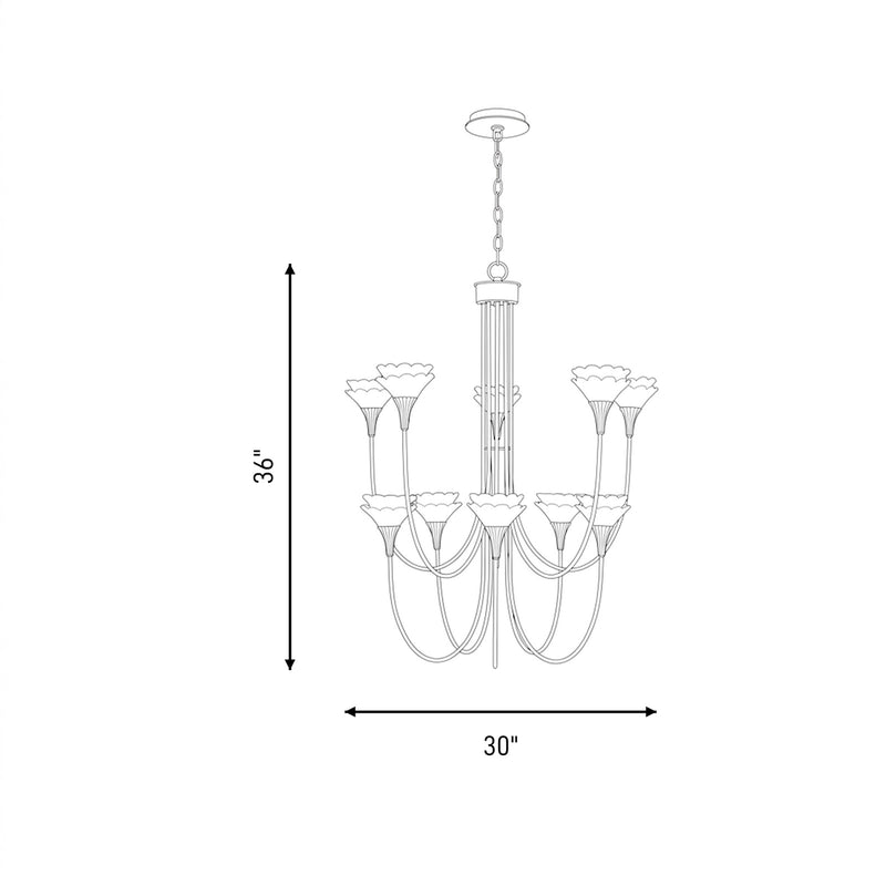 Savoy House Florena 10 Lt Chandelier, White, Noble Brass