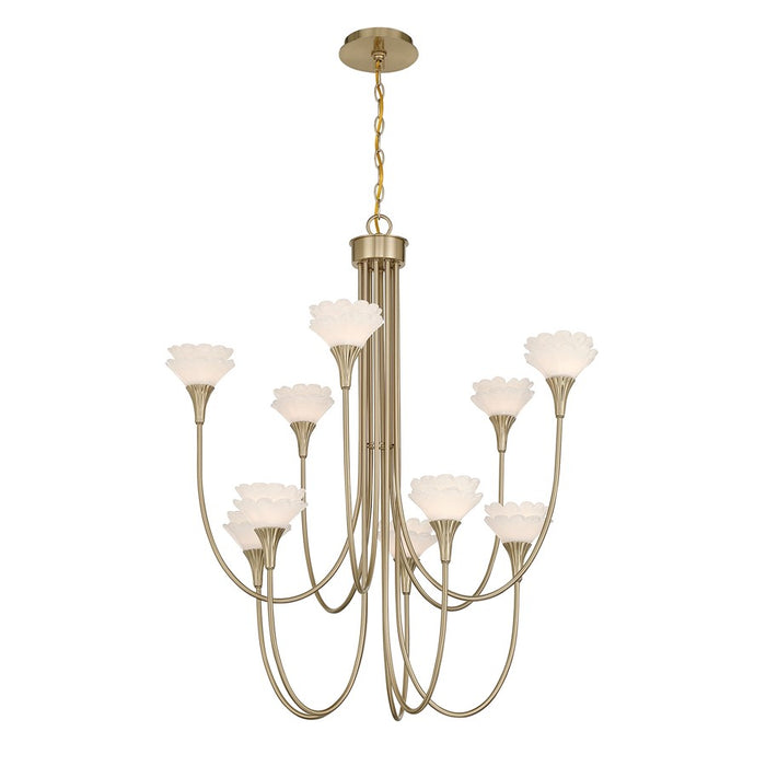 Savoy House Florena 10 Lt Chandelier, White, Noble Brass