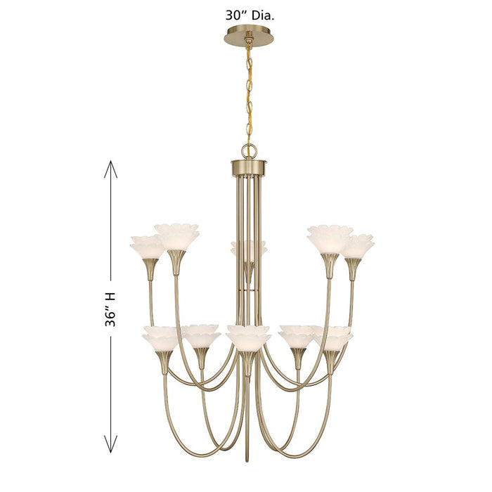 Savoy House Florena 10 Lt Chandelier, White, Noble Brass