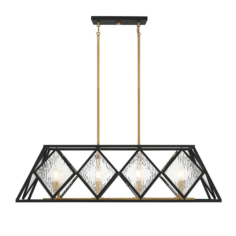 Savoy House Capella 8 Light Linear Chandelier, Bronze/Warm Brass