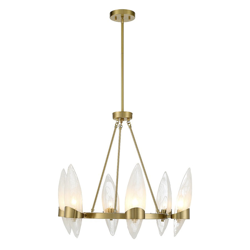 Savoy House Nouvel Chandelier, Brass/Handmade Strie
