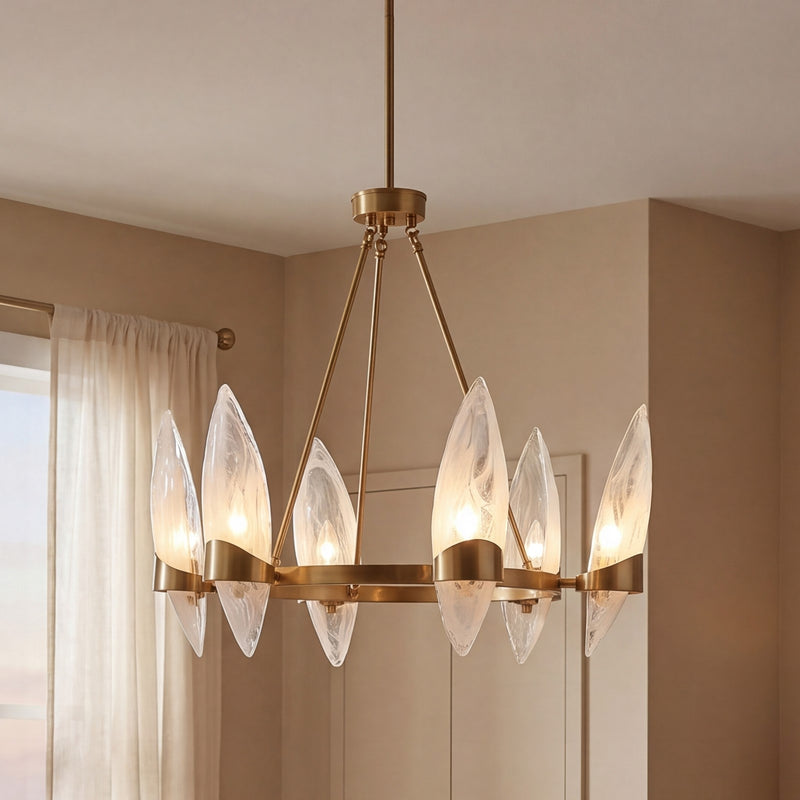 Savoy House Nouvel Chandelier, Brass/Handmade Strie