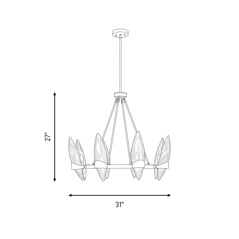 Savoy House Nouvel Chandelier, Brass/Handmade Strie