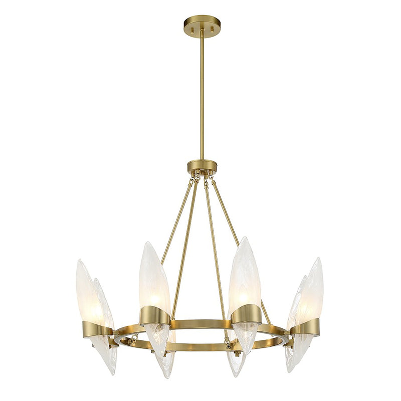 Savoy House Nouvel Chandelier, Brass/Handmade Strie