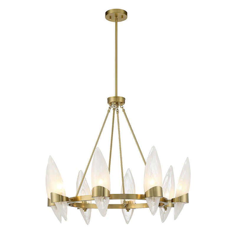 Savoy House Nouvel Chandelier, Brass/Handmade Strie