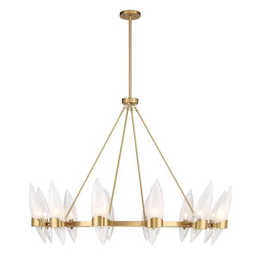 Savoy House Nouvel 12 Light Chandelier, Brass/Handmade Strie - 1-5504-12-322