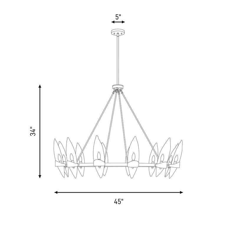 Savoy House Nouvel 12 Light Chandelier, Brass/Handmade Strie