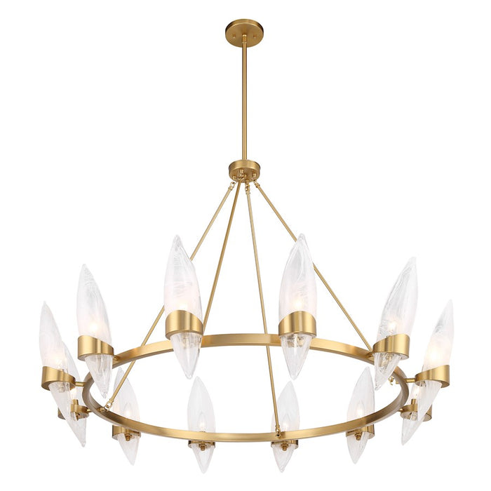 Savoy House Nouvel 12 Light Chandelier, Brass/Handmade Strie