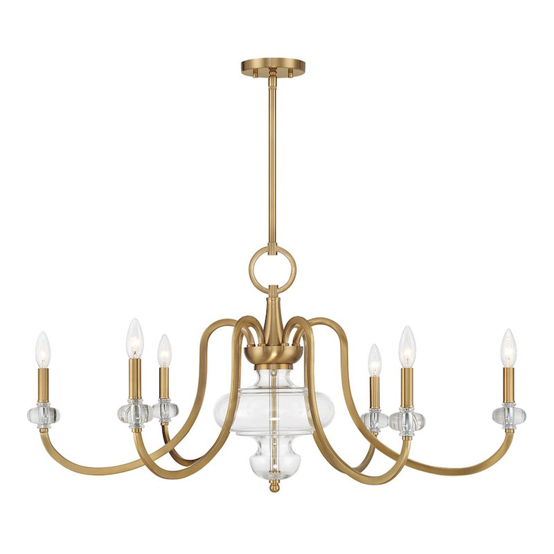 Savoy House Bergdorf 6-Light Chandelier, Warm Brass