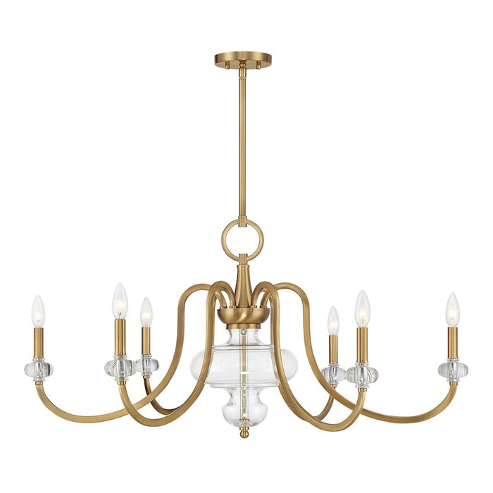 Savoy House Bergdorf 6-Light Chandelier, Warm Brass - 1-5802-6-322