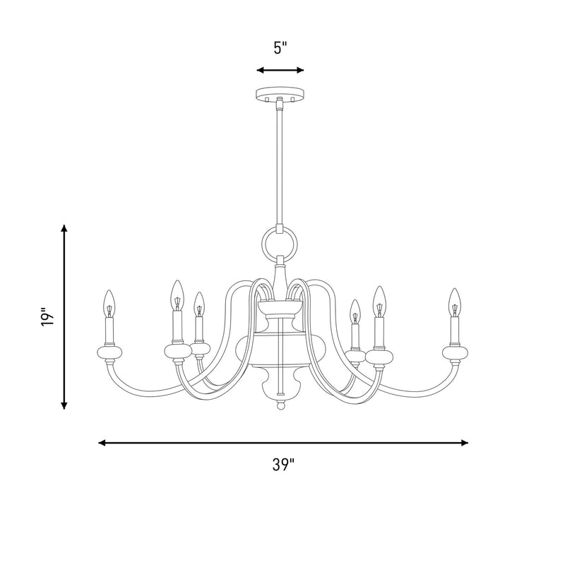 Savoy House Bergdorf 6-Light Chandelier, Warm Brass