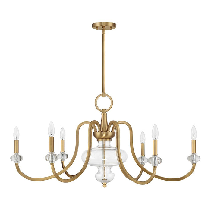 Savoy House Bergdorf 6-Light Chandelier, Warm Brass