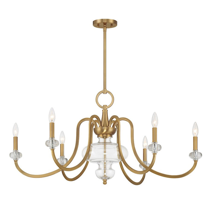 Savoy House Bergdorf 6-Light Chandelier, Warm Brass