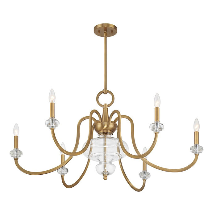 Savoy House Bergdorf 6-Light Chandelier, Warm Brass