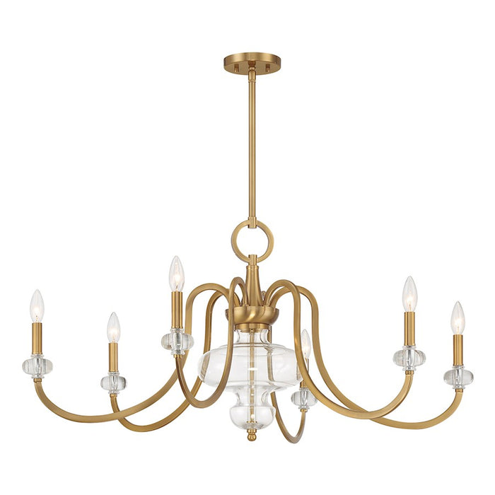 Savoy House Bergdorf 6-Light Chandelier, Warm Brass