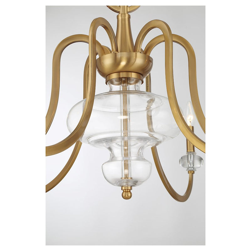 Savoy House Bergdorf 6-Light Chandelier, Warm Brass