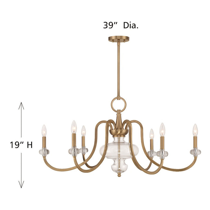 Savoy House Bergdorf 6-Light Chandelier, Warm Brass