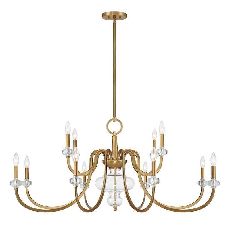 Savoy House Bergdorf 12-Light Chandelier, Warm Brass
