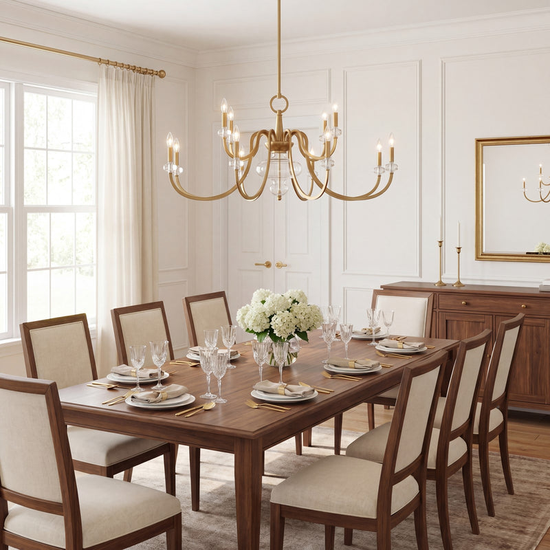 Savoy House Bergdorf 12-Light Chandelier, Warm Brass