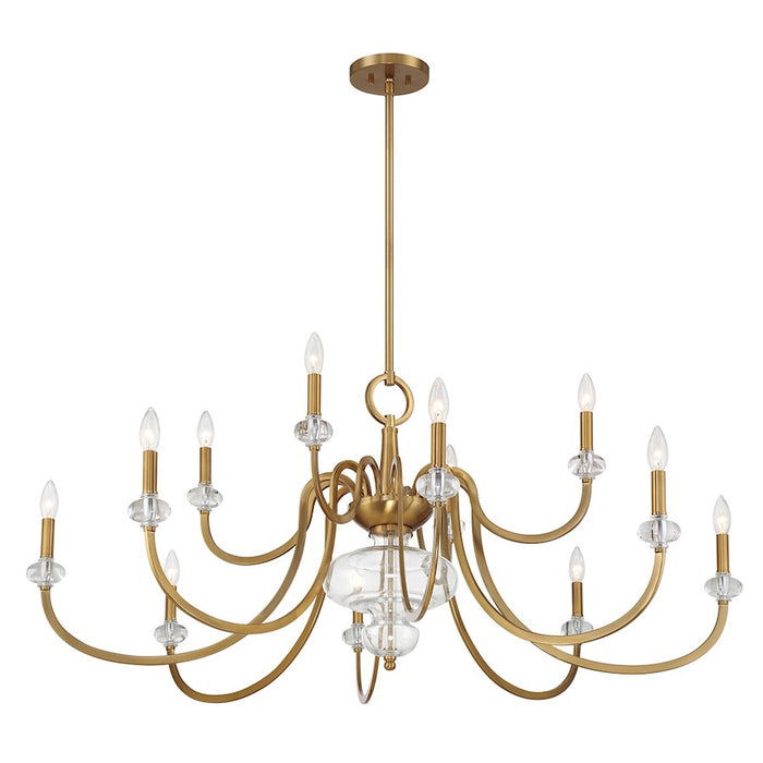 Savoy House Bergdorf 12-Light Chandelier, Warm Brass