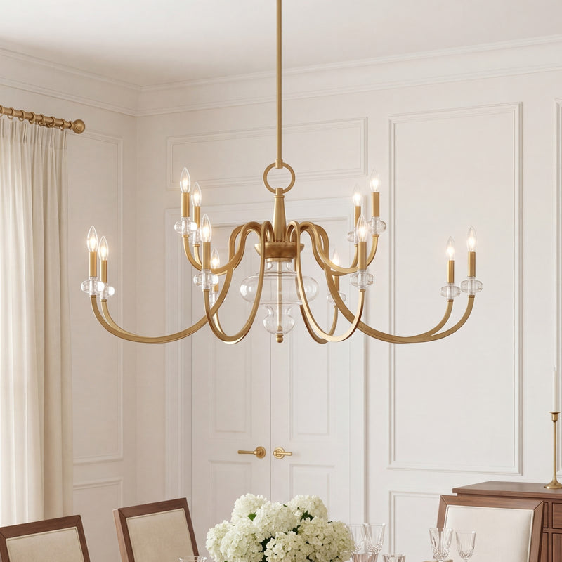Savoy House Bergdorf 12-Light Chandelier, Warm Brass